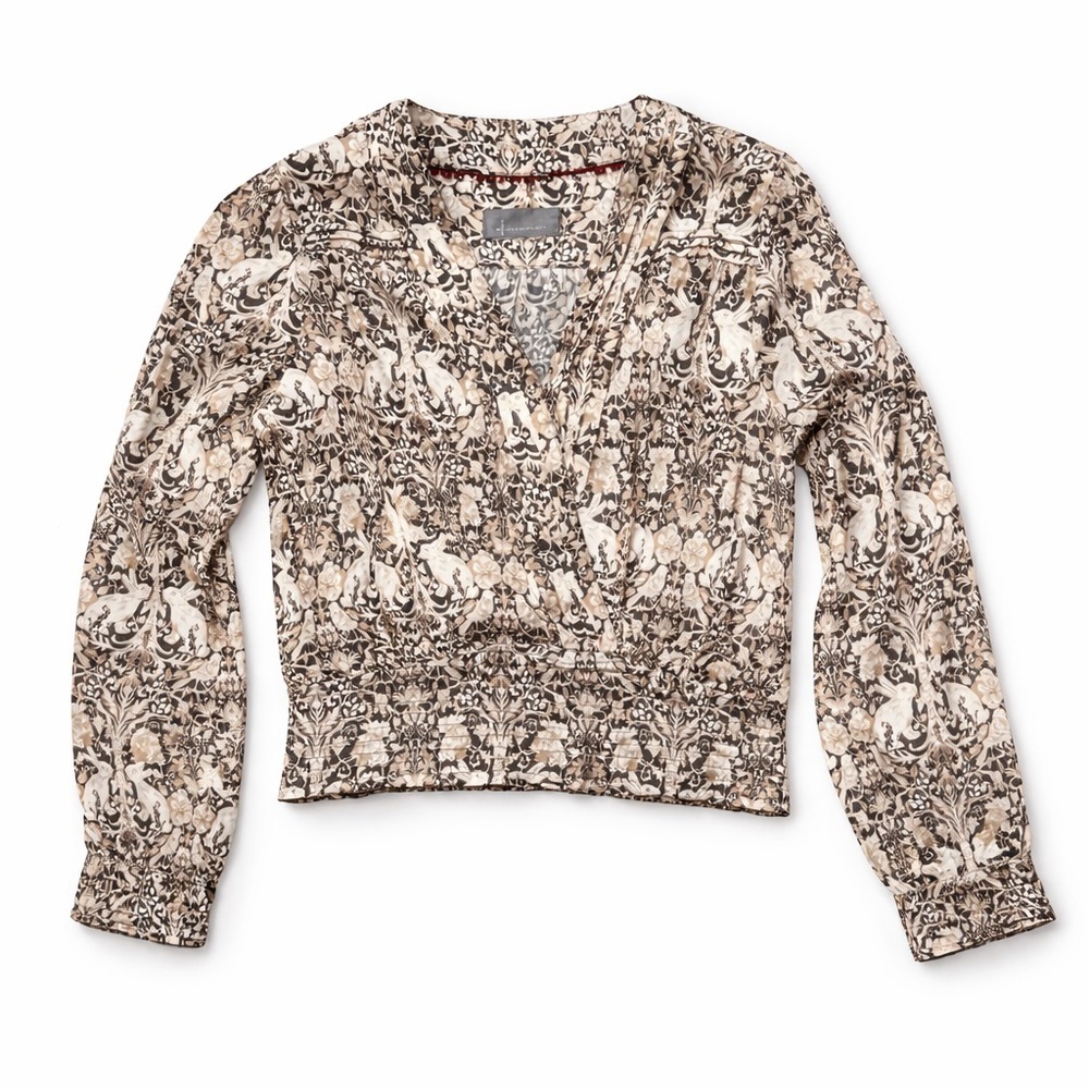 Anthropologie Boho Rabbit Floral Blouse – Smocked Waist M - Picture 2 of 14